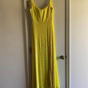 Yellow Sequin Prom Dress